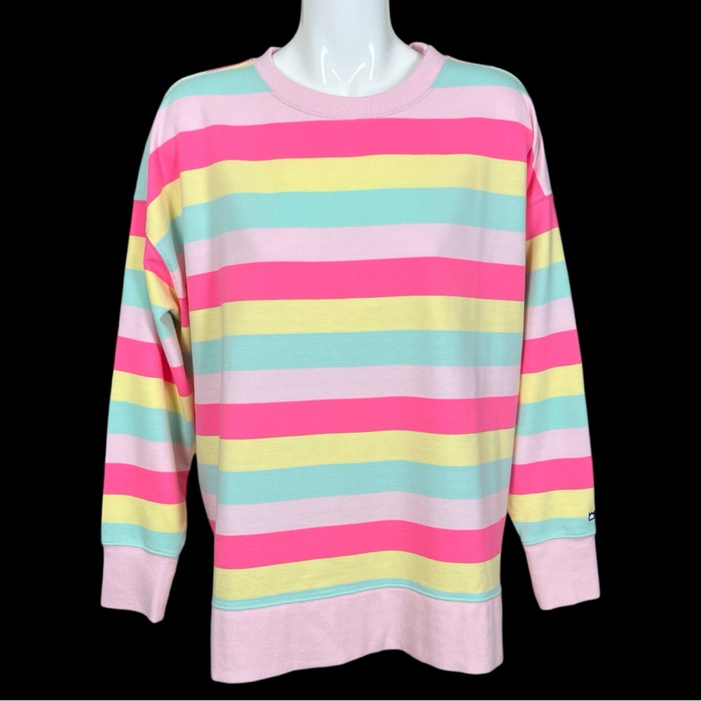 Cabana by Crown & Ivy Belk Multi Striped Crew Neck Sweeper Sweatshirt Large NWT